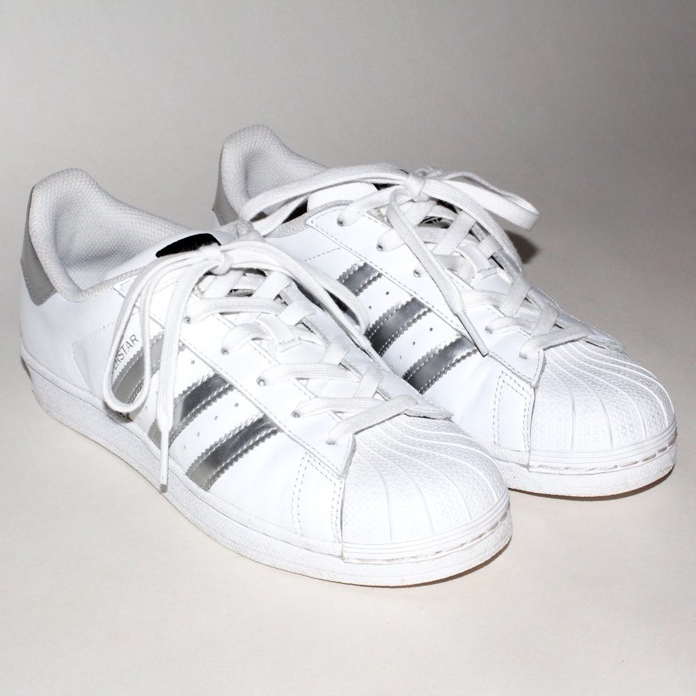 Adidas Originals Women's Superstar Limited Edition White and Silver Sneakers